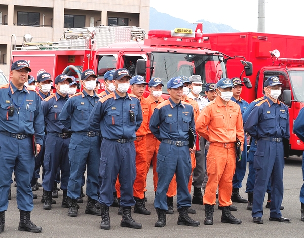 大災害を想定し府北部5消防が福知山で参集訓練